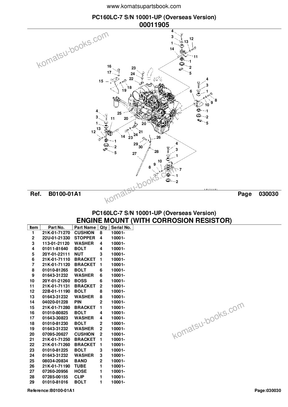 Komatsu pc160lc-7 s/n 10001-up overseas version Catálogo de piezas cover Page 6