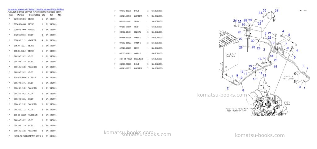 Komatsu pc160lc-7-e0 s/n k45001-up Parts catalog cover Page 10 Komatsu pc160lc-7-e0 s/n k45001-up Parts catalog cover Page 10