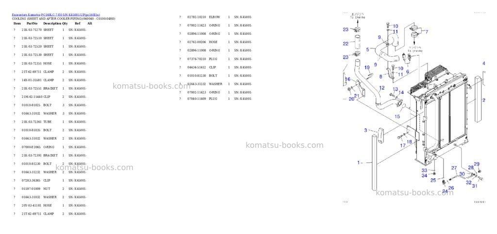 Komatsu pc160lc-7-e0 s/n k45001-up Parts catalog cover Page 6 Komatsu pc160lc-7-e0 s/n k45001-up Parts catalog cover Page 6