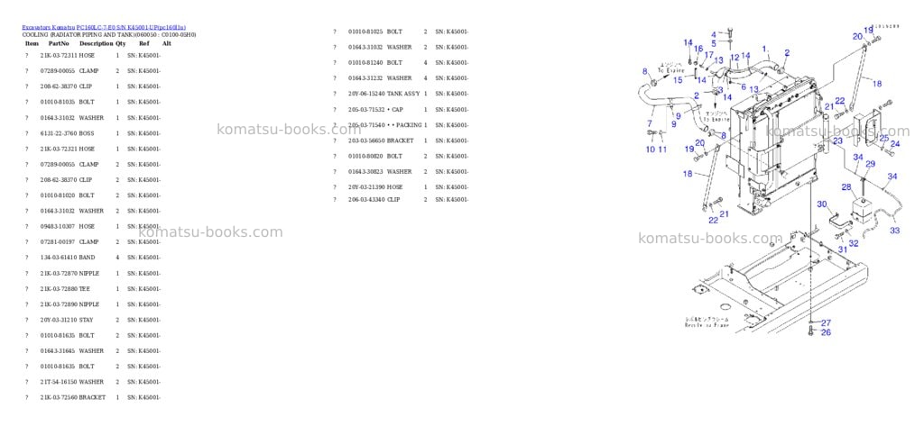 Komatsu pc160lc-7-e0 s/n k45001-up Parts catalog cover Page 7 Komatsu pc160lc-7-e0 s/n k45001-up Parts catalog cover Page 7