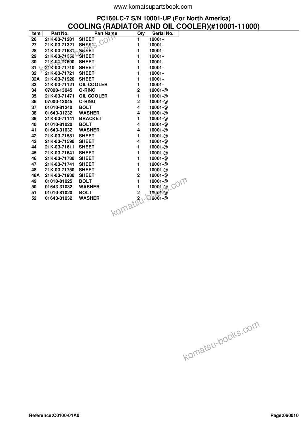 Komatsu pc160lc-7 s/n 10001-up for north america Catálogo de piezas cover Page 10
