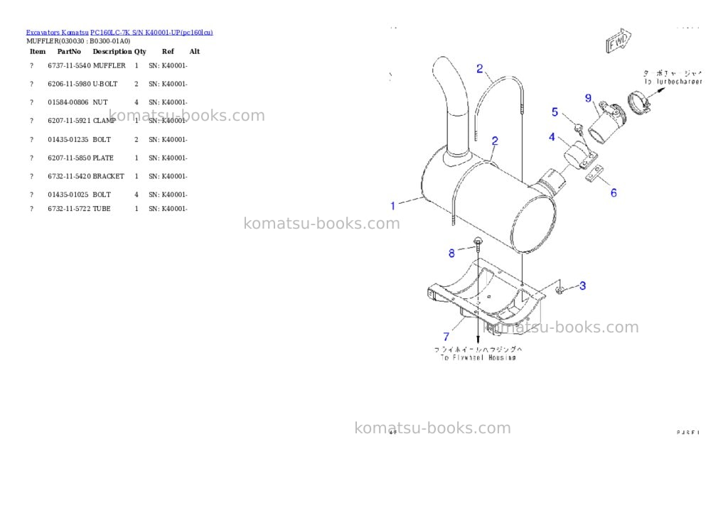 Komatsu pc160lc-7k s/n k40001-up Parts catalog cover Page 2 Komatsu pc160lc-7k s/n k40001-up Parts catalog cover Page 2