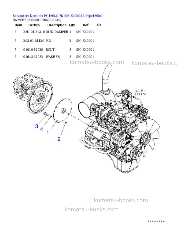 Komatsu pc160lc-7k s/n k40001-up Parts catalog cover Page 4 Komatsu pc160lc-7k s/n k40001-up Parts catalog cover Page 4