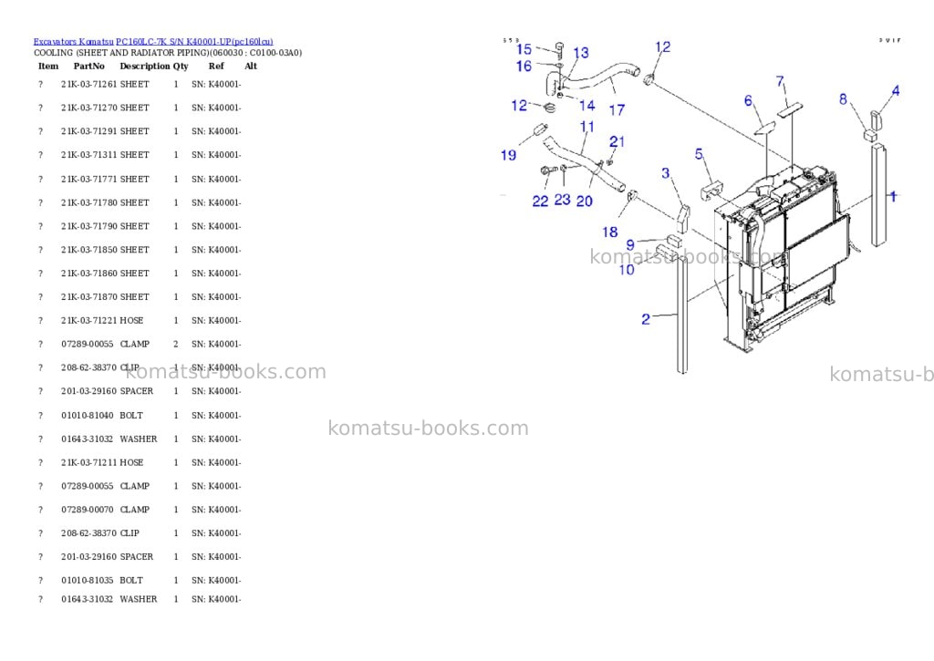 Komatsu pc160lc-7k s/n k40001-up Parts catalog cover Page 8 Komatsu pc160lc-7k s/n k40001-up Parts catalog cover Page 8