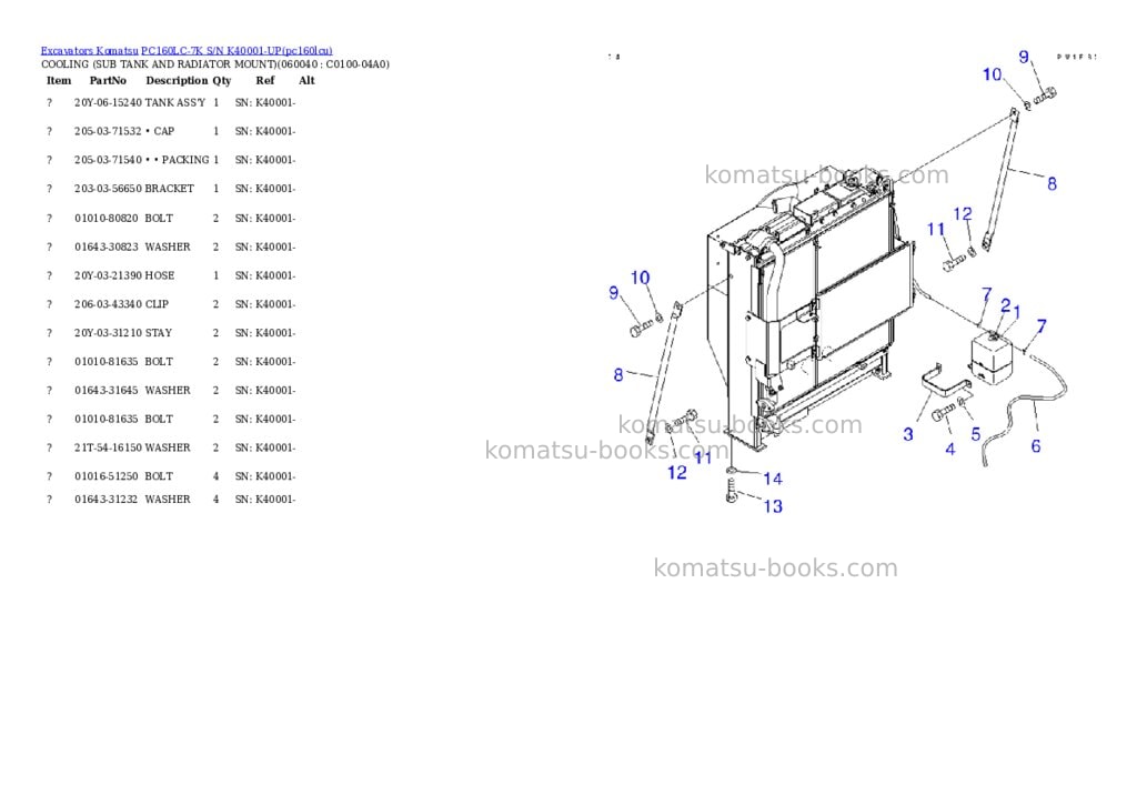 Komatsu pc160lc-7k s/n k40001-up Parts catalog cover Page 9 Komatsu pc160lc-7k s/n k40001-up Parts catalog cover Page 9