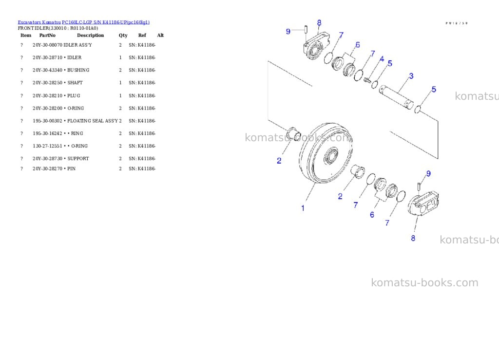 Komatsu pc160lc-lgp s/n k41186-up Parts catalog cover Page 2