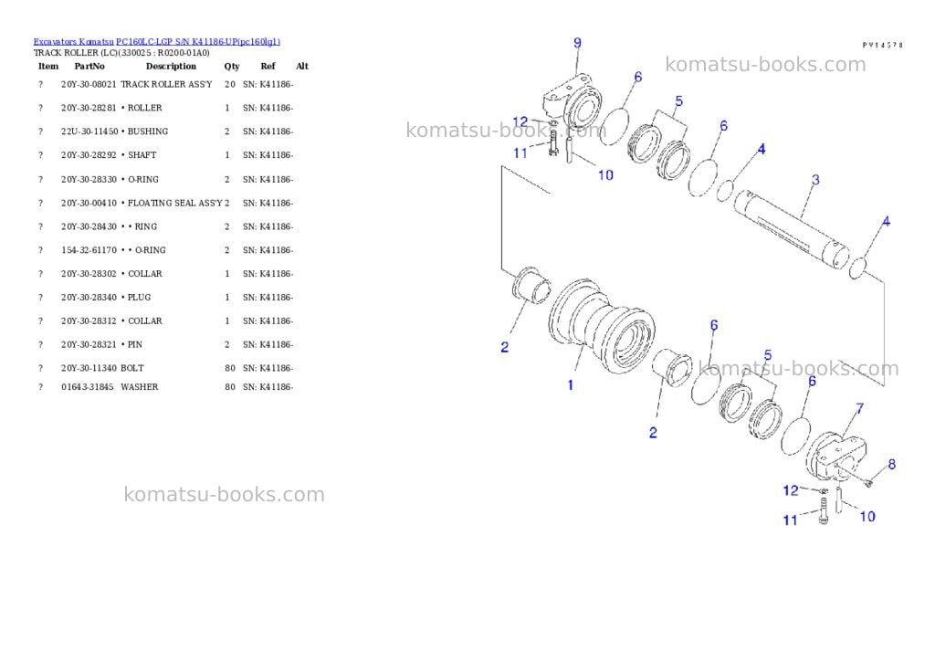 Komatsu pc160lc-lgp s/n k41186-up Parts catalog cover Page 4