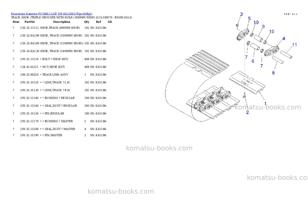 Komatsu pc160lc-lgp s/n k41186-up Parts catalog cover Page 6