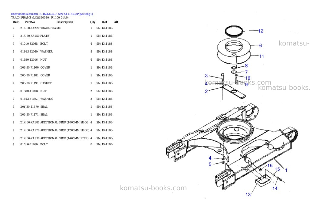 Komatsu pc160lc-lgp s/n k41186-up Parts catalog cover Page 7
