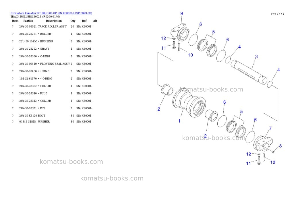 Komatsu pc160lc-8 lgp s/n k50001-up Parts catalog cover Page 5 Komatsu pc160lc-8 lgp s/n k50001-up Parts catalog cover Page 5