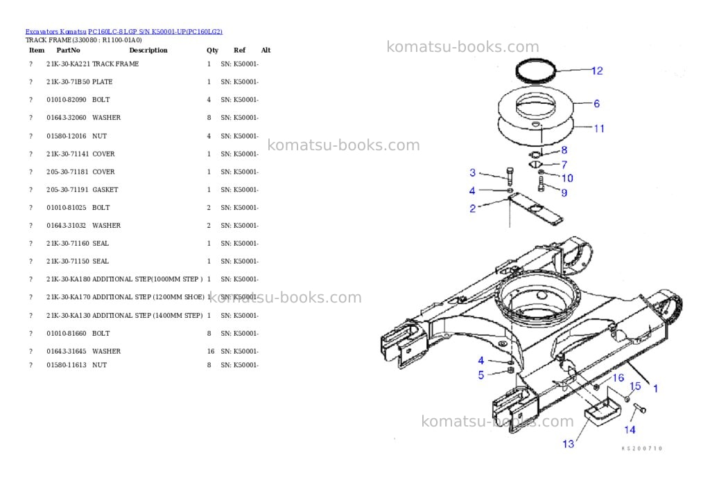 Komatsu pc160lc-8 lgp s/n k50001-up Parts catalog cover Page 8 Komatsu pc160lc-8 lgp s/n k50001-up Parts catalog cover Page 8