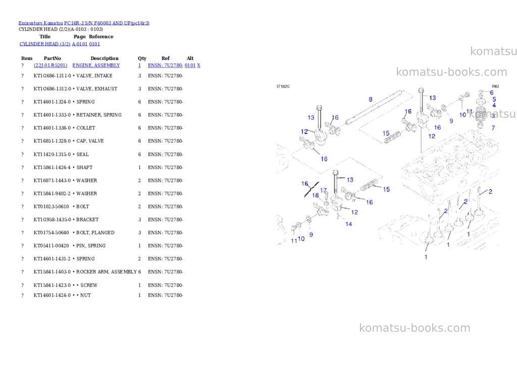 Komatsu PC16R-3 S/N F60003 AND UP Parts catalog cover