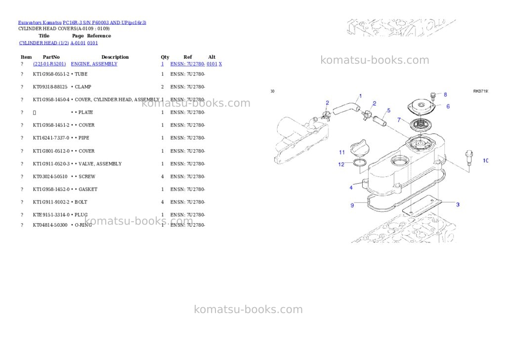 Komatsu PC16R-3 S/N F60003 AND UP Parts catalog cover Page 2