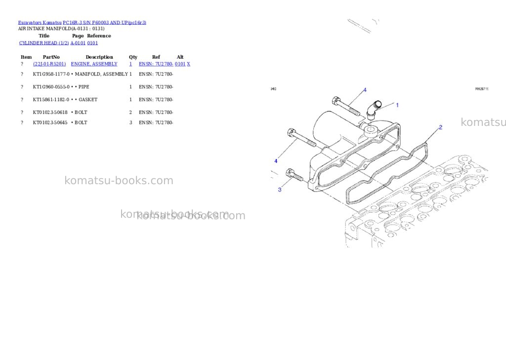 Komatsu PC16R-3 S/N F60003 AND UP Parts catalog cover Page 3