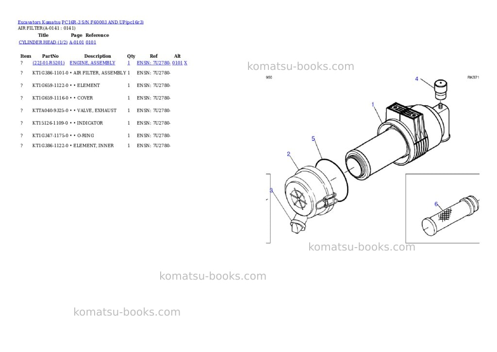 Komatsu PC16R-3 S/N F60003 AND UP Parts catalog cover Page 4