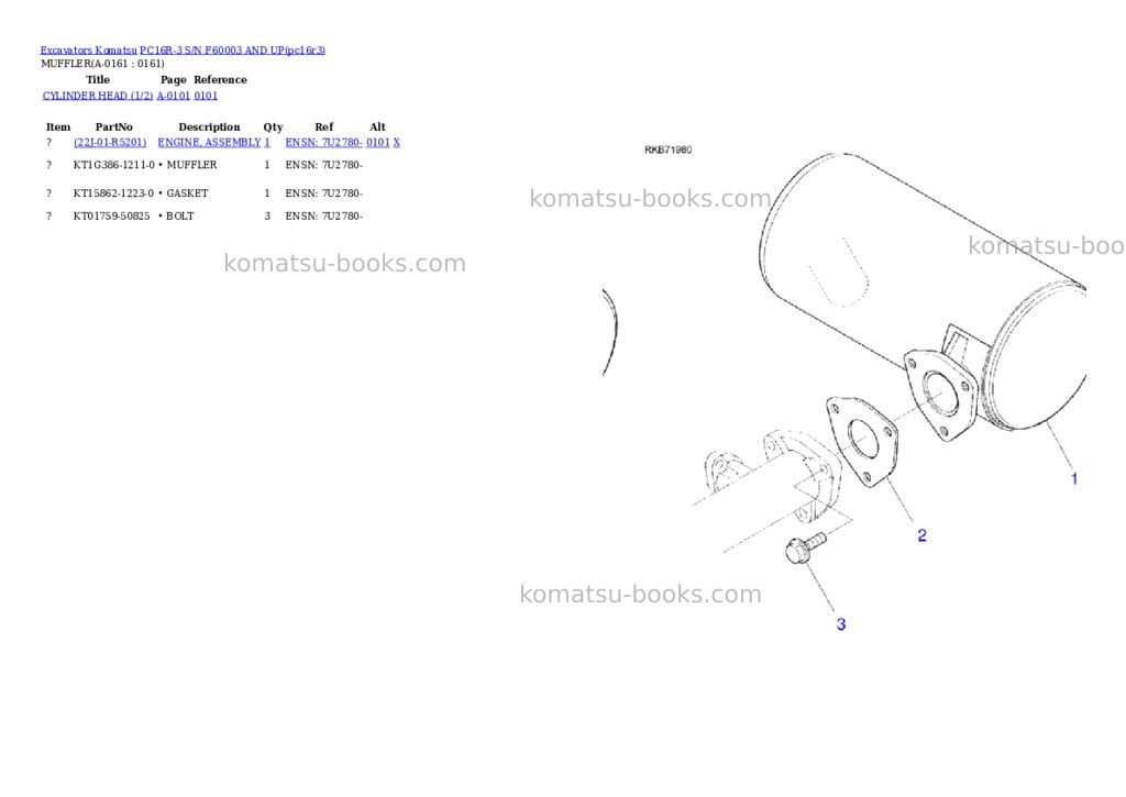 Komatsu PC16R-3 S/N F60003 AND UP Parts catalog cover Page 6