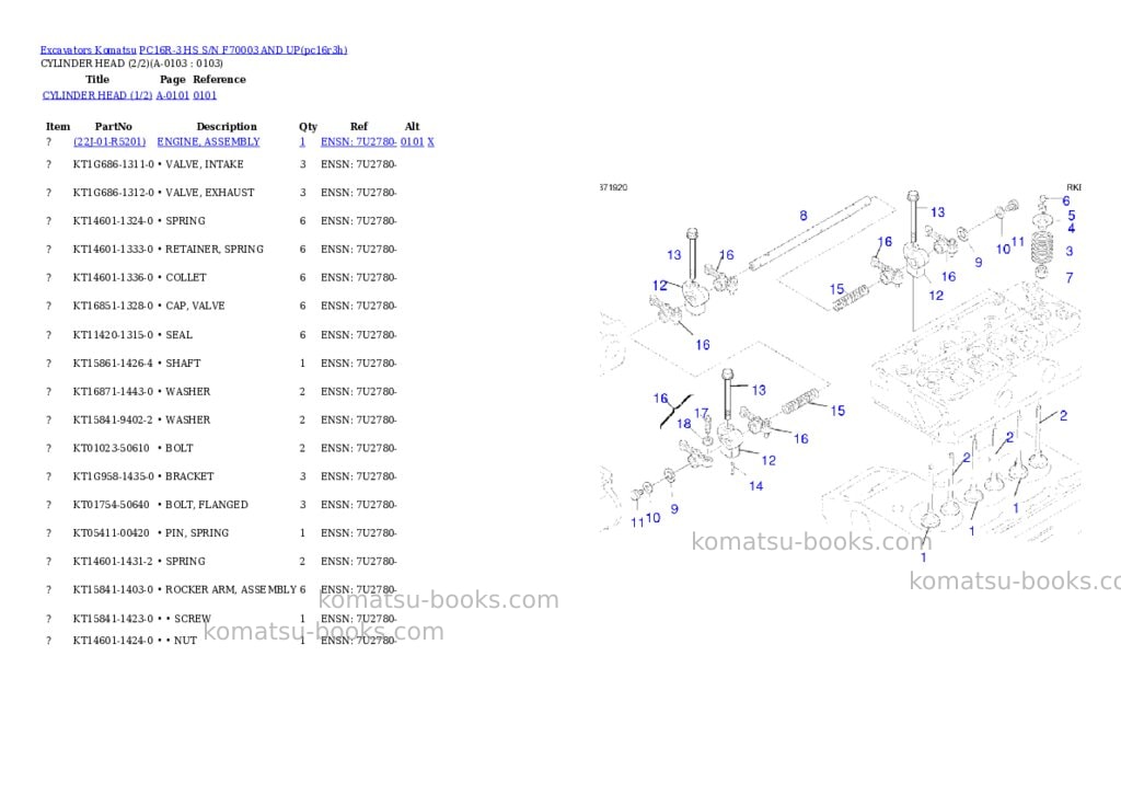 Komatsu PC16R-3 HS S/N F70003 AND UP Parts catalog cover