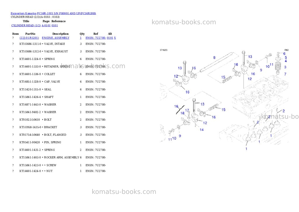 Komatsu PC16R-3 HS S/N F80001 AND UP Parts catalog cover