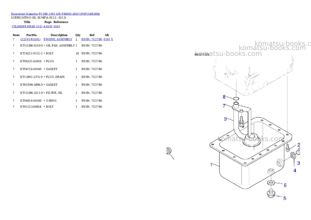 Komatsu PC16R-3 HS S/N F80001 AND UP Parts catalog cover Page 10