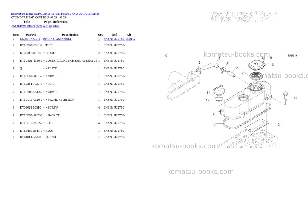 Komatsu PC16R-3 HS S/N F80001 AND UP Parts catalog cover Page 2