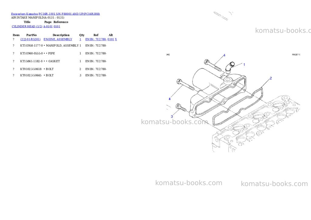 Komatsu PC16R-3 HS S/N F80001 AND UP Parts catalog cover Page 3
