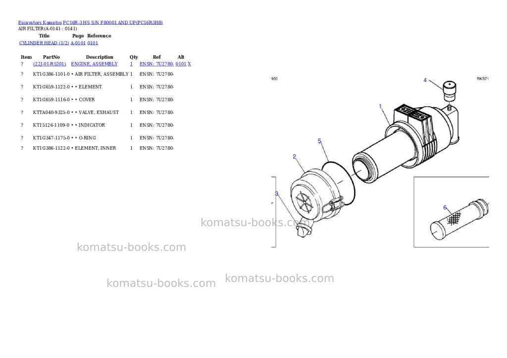 Komatsu PC16R-3 HS S/N F80001 AND UP Parts catalog cover Page 4