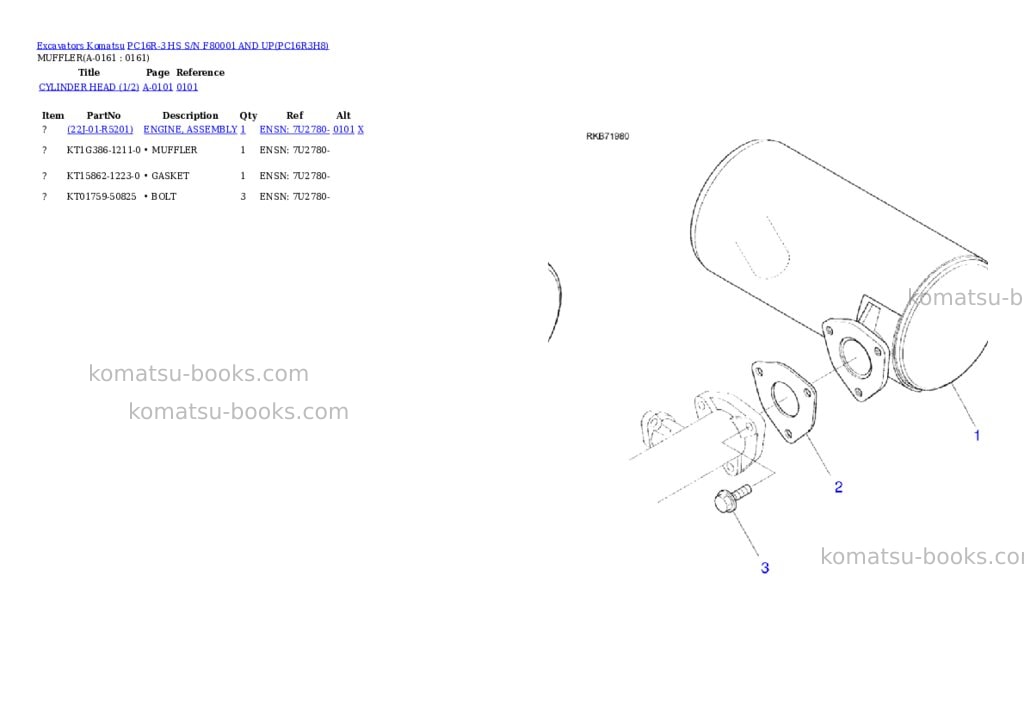 Komatsu PC16R-3 HS S/N F80001 AND UP Parts catalog cover Page 6