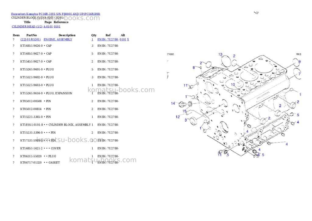 Komatsu PC16R-3 HS S/N F80001 AND UP Parts catalog cover Page 7