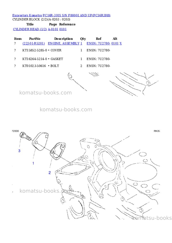Komatsu PC16R-3 HS S/N F80001 AND UP Parts catalog cover Page 8