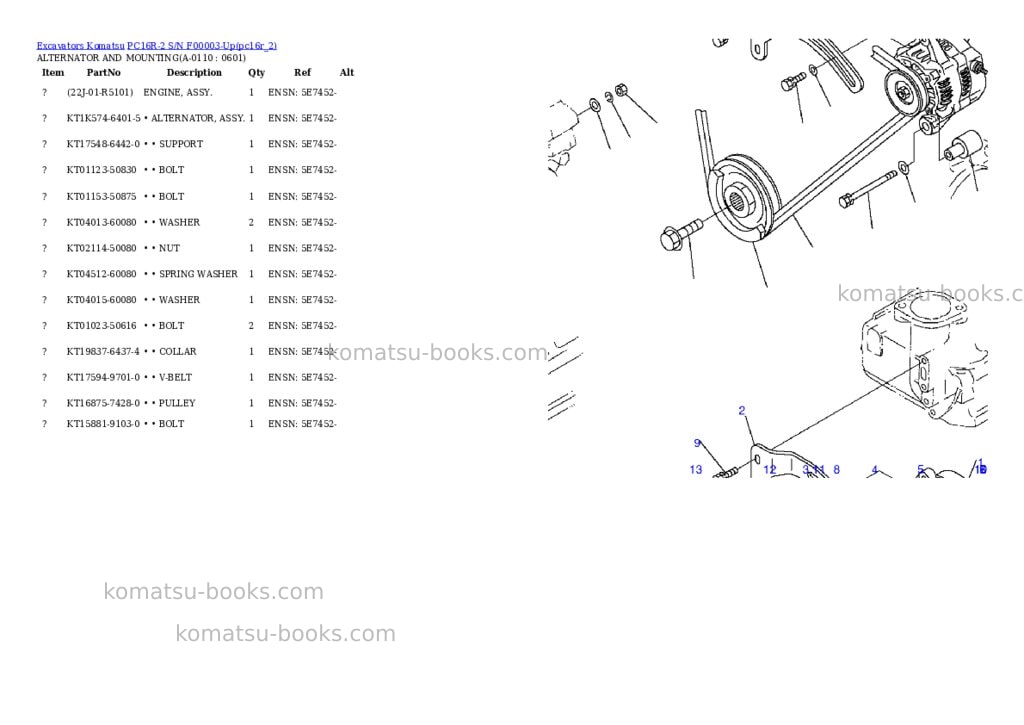 Komatsu pc16r-2 s/n f00003-up Parts catalog cover Page 10