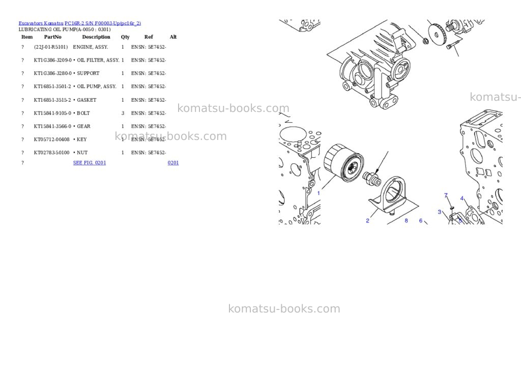 Komatsu pc16r-2 s/n f00003-up Parts catalog cover Page 4