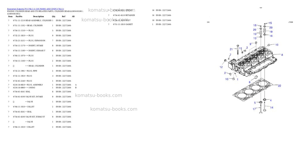 Komatsu pc170lc-11 s/n f40001 and up Parts catalog cover