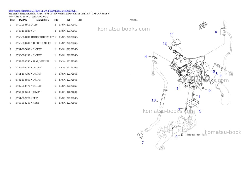 Komatsu pc170lc-11 s/n f40001 and up Parts catalog cover Page 4