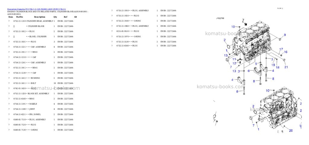 Komatsu pc170lc-11 s/n f40001 and up Parts catalog cover Page 7