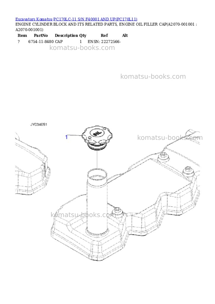 Komatsu pc170lc-11 s/n f40001 and up Parts catalog cover Page 8