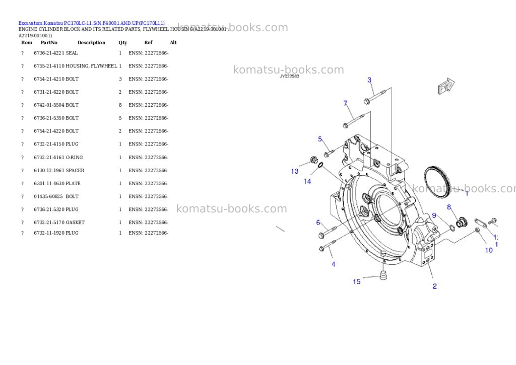 Komatsu pc170lc-11 s/n f40001 and up Parts catalog cover Page 9
