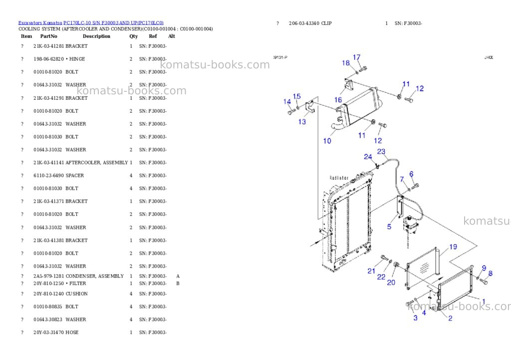 Komatsu pc170lc-10 s/n f30003 and up Parts catalog cover Page 10