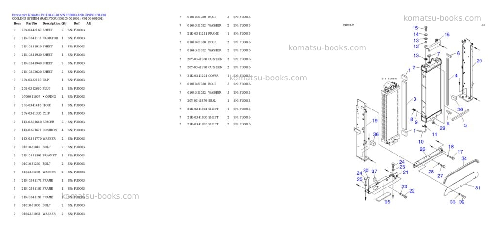 Komatsu pc170lc-10 s/n f30003 and up Parts catalog cover Page 7