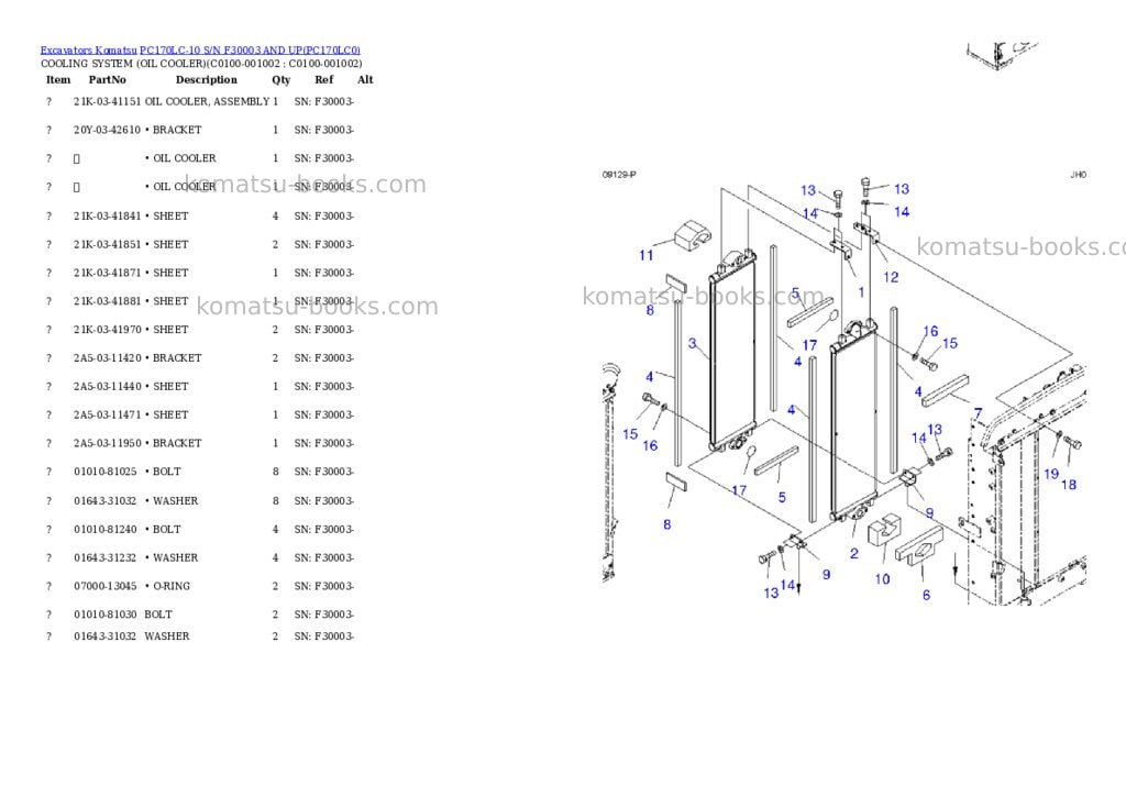Komatsu pc170lc-10 s/n f30003 and up Parts catalog cover Page 8