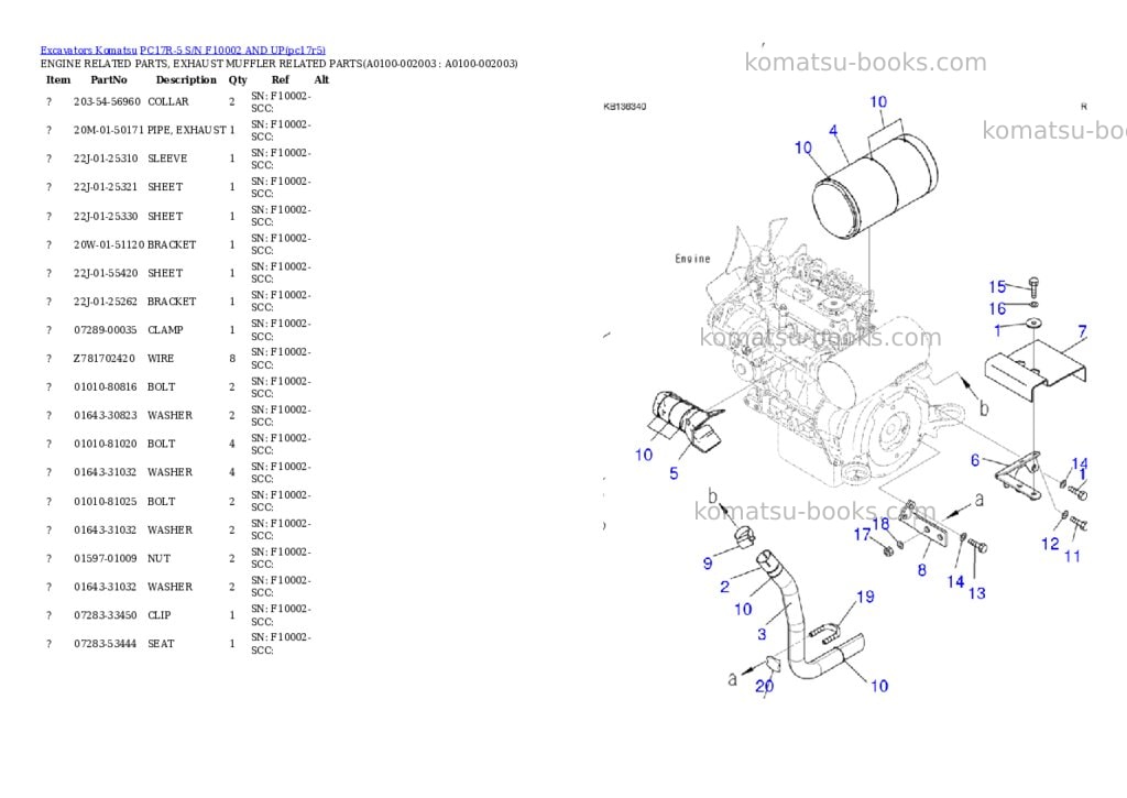 Komatsu PC17R-5 S/N F10002 AND UP Parts catalog cover Page 2