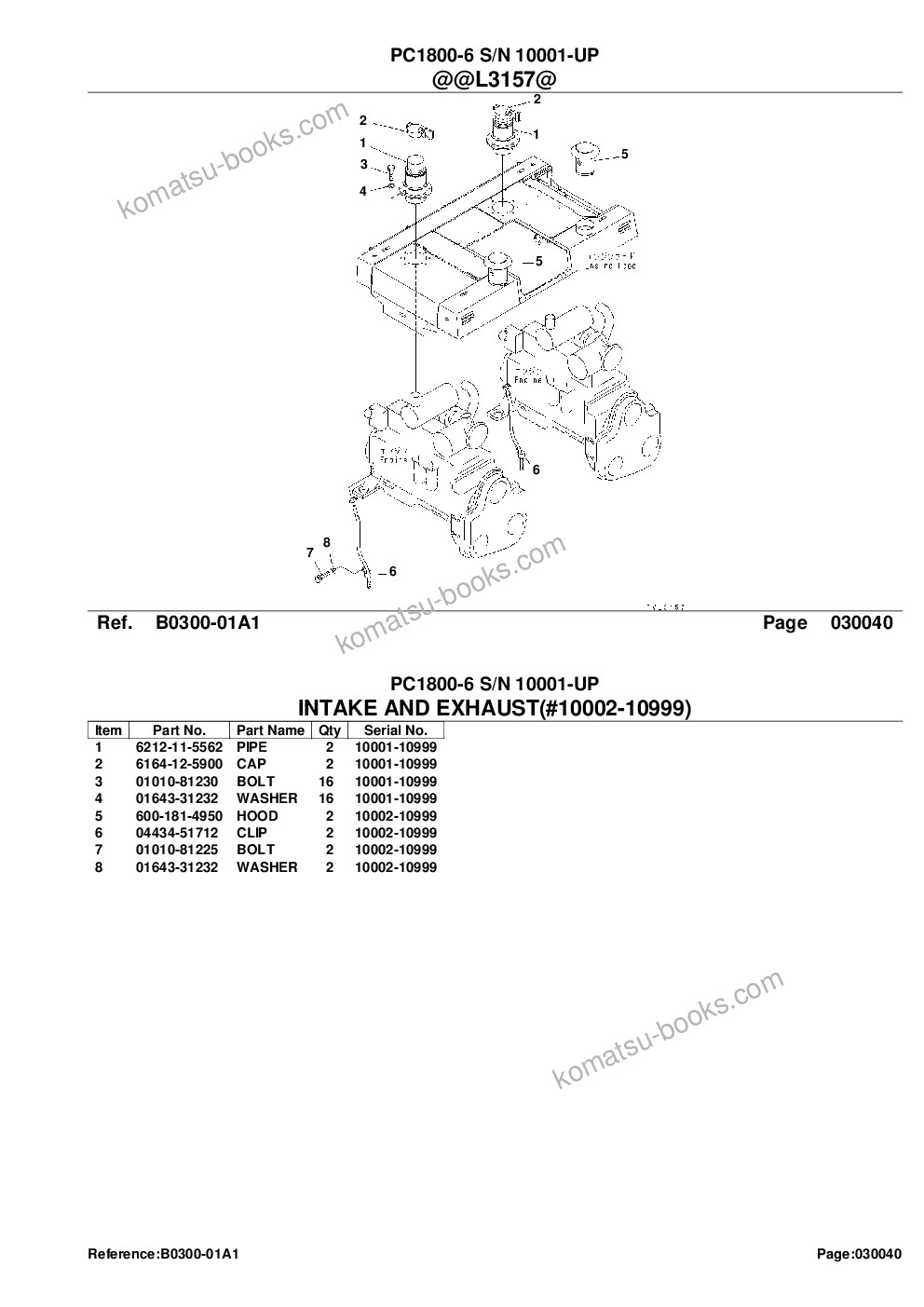 Komatsu pc1800-6 s/n 10001-up saa6d140e-3 tier 2 eng. installed Parts catalog cover Page 8 Komatsu pc1800-6 s/n 10001-up saa6d140e-3 tier 2 eng. installed Parts catalog cover Page 8