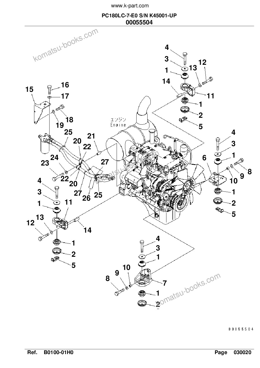 Komatsu pc180lc-7-e0 s/n k45001-up Parts catalog cover Page 5 Komatsu pc180lc-7-e0 s/n k45001-up Parts catalog cover Page 5