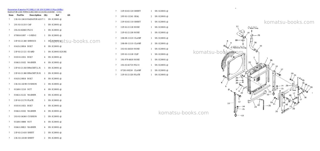Komatsu pc180llc-5k s/n k20001-up Parts catalog cover Page 8