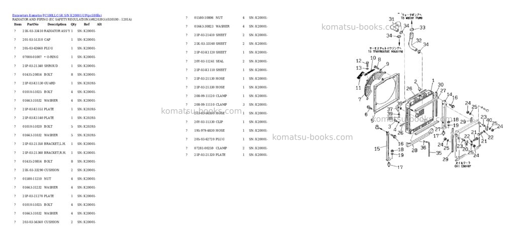 Komatsu pc180llc-5k s/n k20001-up Parts catalog cover Page 9