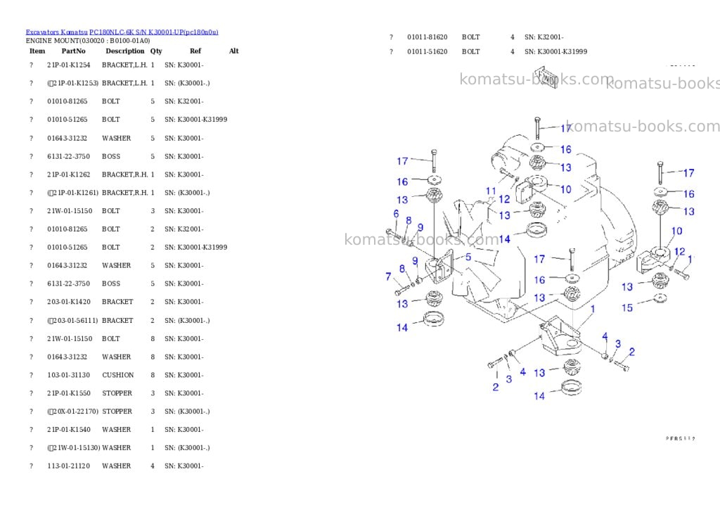 Komatsu pc180nlc-6k s/n k30001-up Parts catalog cover Komatsu pc180nlc-6k s/n k30001-up Parts catalog cover