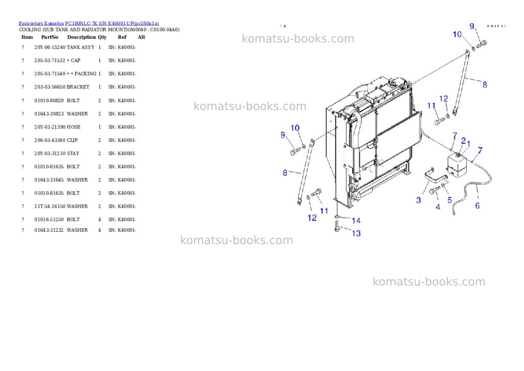 Komatsu pc180nlc-7k s/n k40001-up Parts catalog cover Page 9 Komatsu pc180nlc-7k s/n k40001-up Parts catalog cover Page 9
