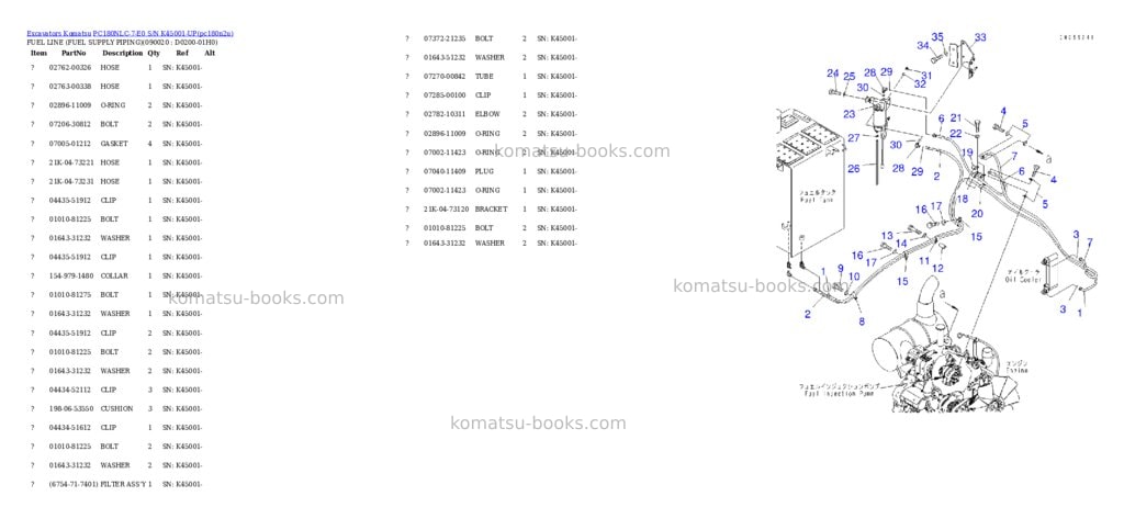 Komatsu pc180nlc-7-e0 s/n k45001-up Parts catalog cover Page 10