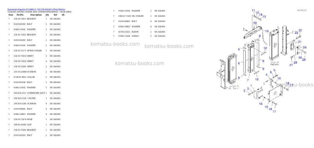 Komatsu pc180nlc-7-e0 s/n k45001-up Parts catalog cover Page 5