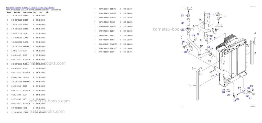 Komatsu pc180nlc-7-e0 s/n k45001-up Parts catalog cover Page 6