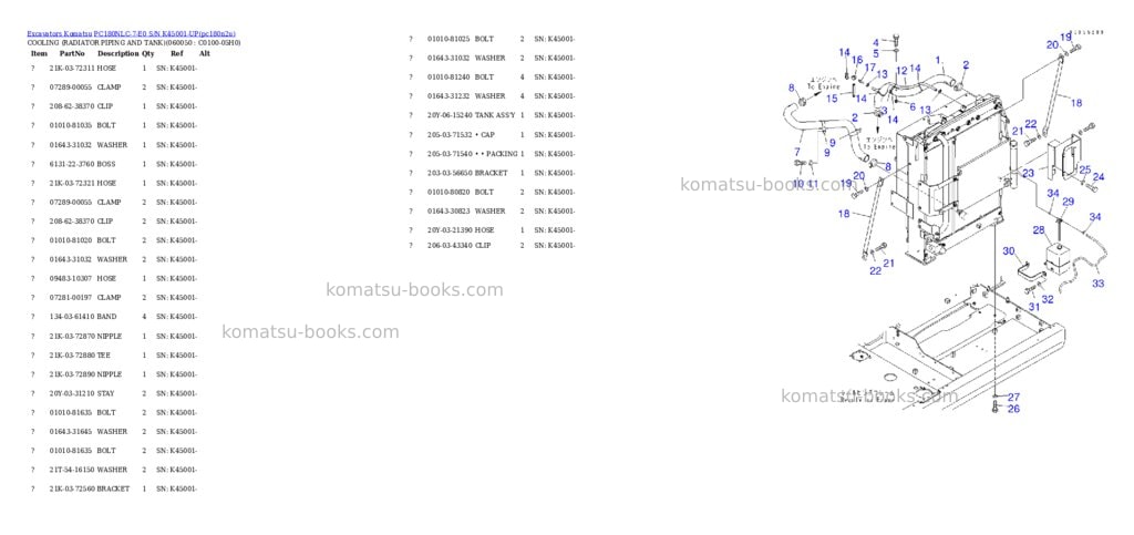 Komatsu pc180nlc-7-e0 s/n k45001-up Parts catalog cover Page 7